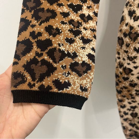 RED VALENTINO Leopard Print Long Sleeve Mini Sweater Dress Size M - Picture 8 of 10